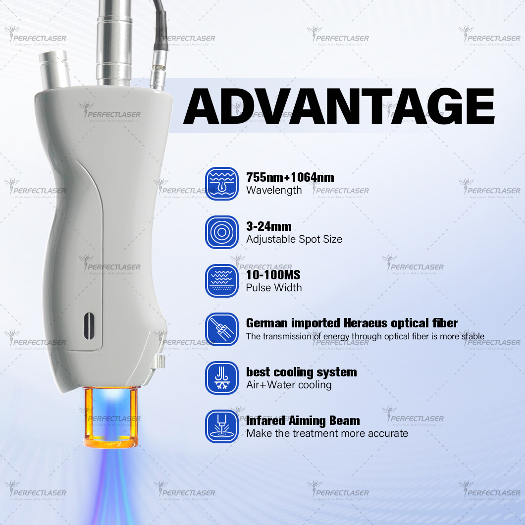 Best Cooling System 3500W Painfree Laser Hair Removal Machine Nd Yag and Alex Alexandrite Laser