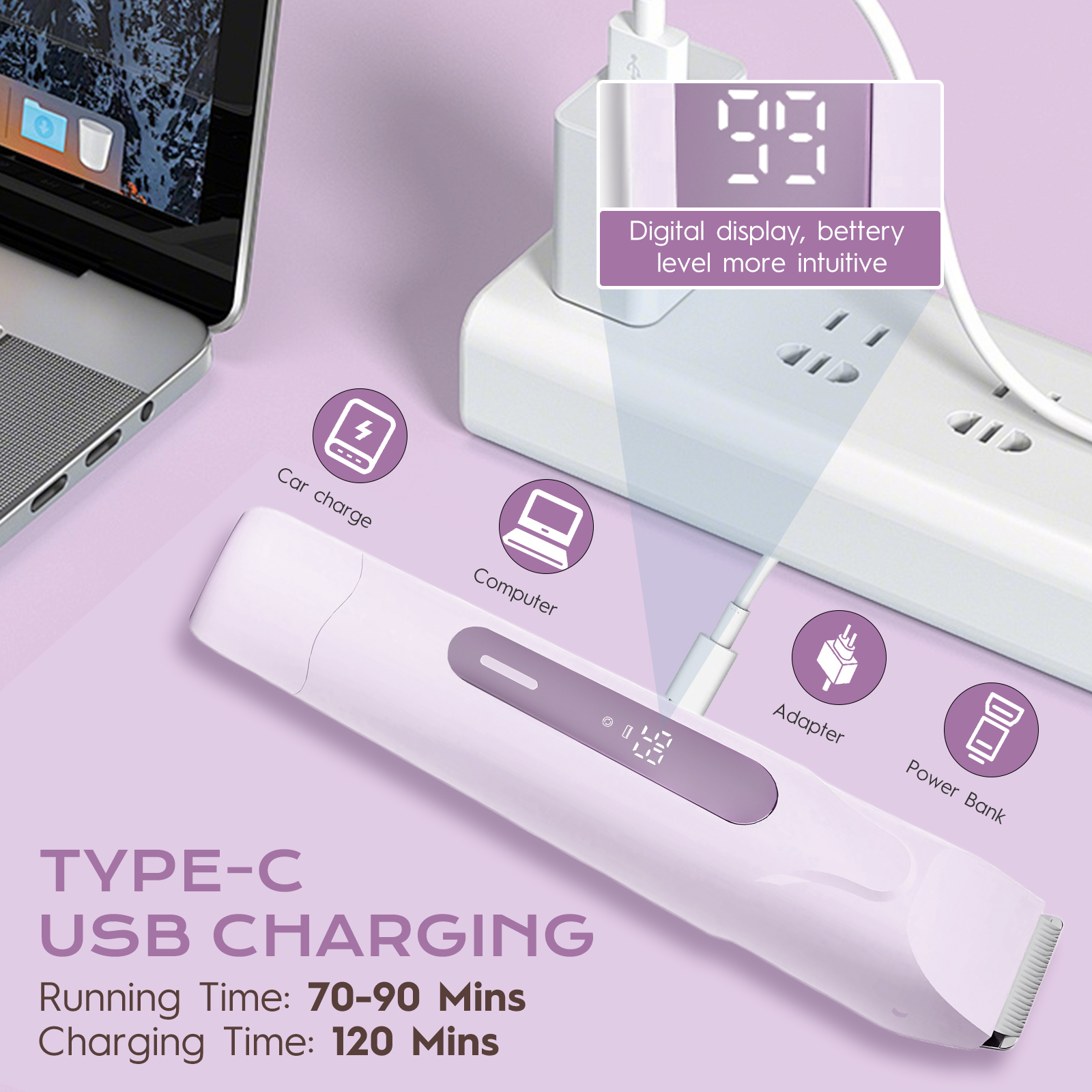 USB Charge Portable IPX7 Waterproof Women's Tweezer for Bikini Eyebrows Face Legs & Underarms Hair Removal & Skin Rejuvenation