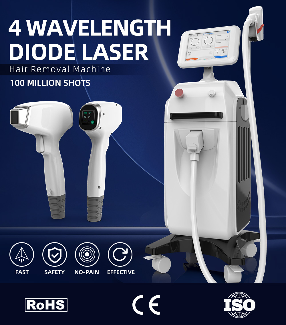 Professional 4 Wave Diode Laser Hair Removal Machine 2026 Titanium Ice Cooling System Medical CE For Clinic Salon Spa