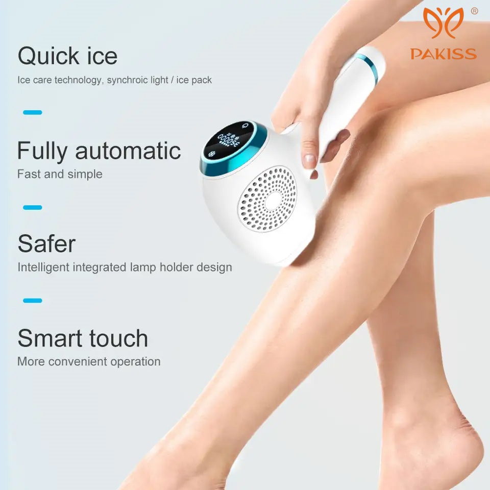 PAKISS IPL Hair Removal System, Ice Panel Cooling &amp; Pain Reduction, Safe for White Yellow Skin Tones