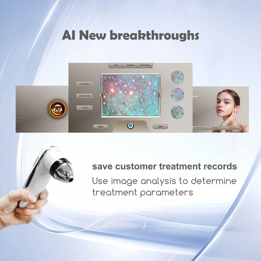 Artificial Intelligence Skin Analyzer 6 Different Adjustable Size 4 Wavelength Diode Laser Hair Removal Machine For Hair Removal