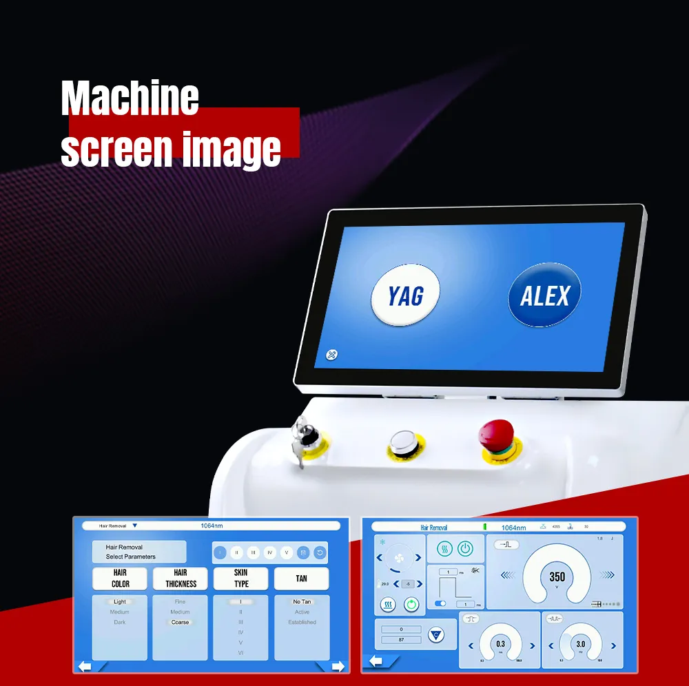 Alexandrite Laser 755nm 1064nm Long Pulse Laser New Design with Smart Touch Screen for Permanent Hair Removal