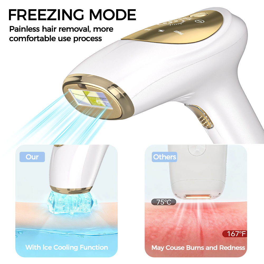 Professional Ice Cooling Bikini Arm Leg Armpit Skin Rejuvenation Handheld Portable Laser Hair Remover Ipl Laser Epilator