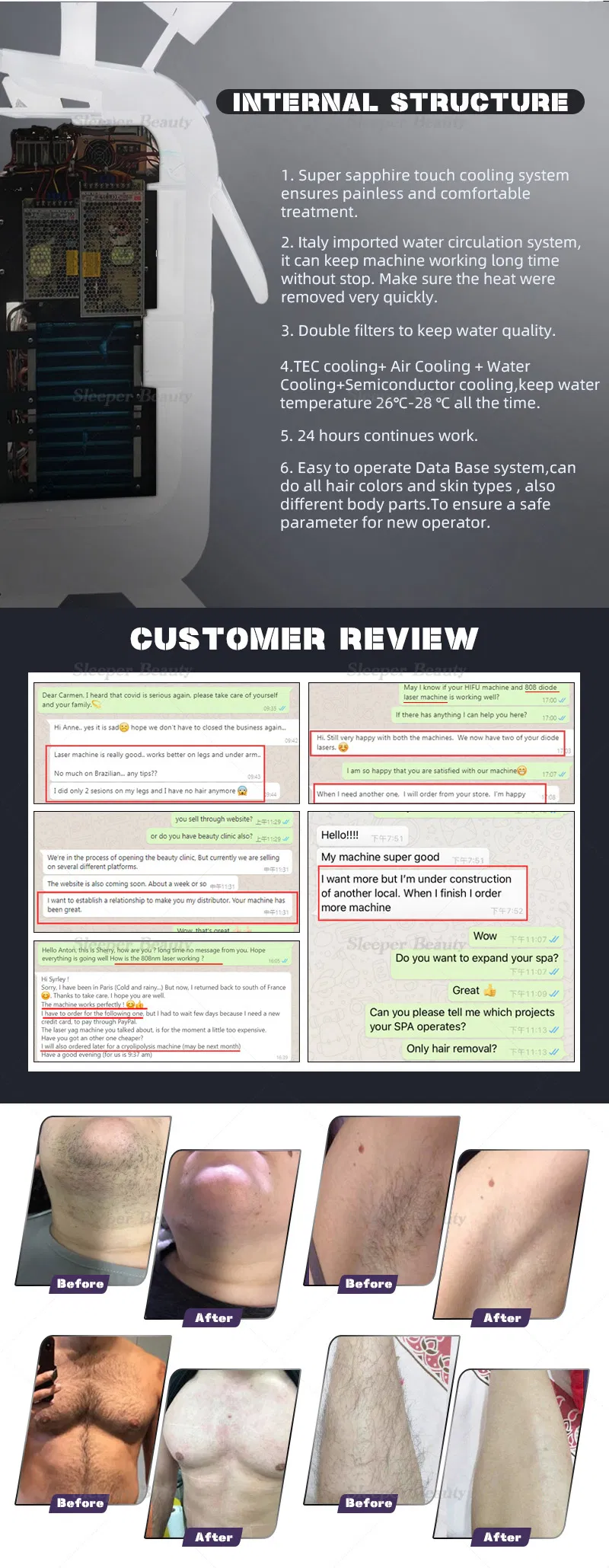 Professional 808nm Diode Laser Hair Removal Machine New Tec Cooling Technology 2 Years Warranty Remote Control System