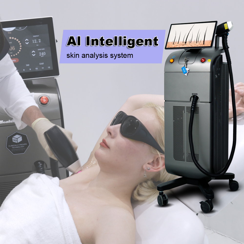 600w - 1200W Titanium Diode Laser for Hair Removal Targets Armpit Leg Bikini Line Chest Hair for White Man's Skin Treatment