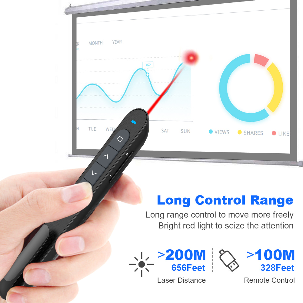 100m Remote Control Powerpoint Remote Wireless Presenter,Presentation Laser Pointer USB Laser Pointer