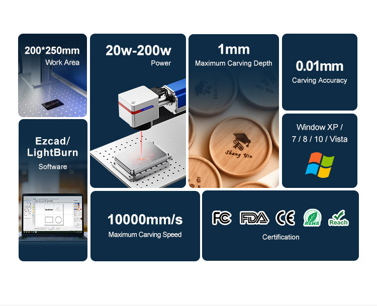 Manufacturers Metal 20w 50w 100w Fiber Laser Marking Jewelry Engraving Machine
