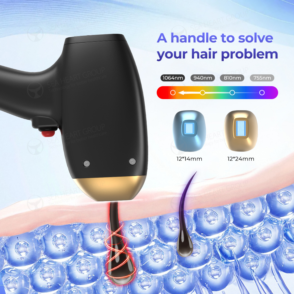 Seaheart Big Spot Permanent Painless Cooling Ice Diode Laser 755 808 1064 3 Wavelength Diode Laser Hair Removal Remover Machine