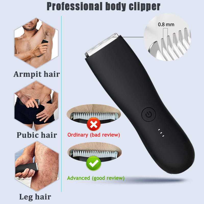 OEM Professional For Men Ceramic Blade Electric Epilator Shaver Body Groomer Kit Washable Waterproof LED-Light Hair Removal
