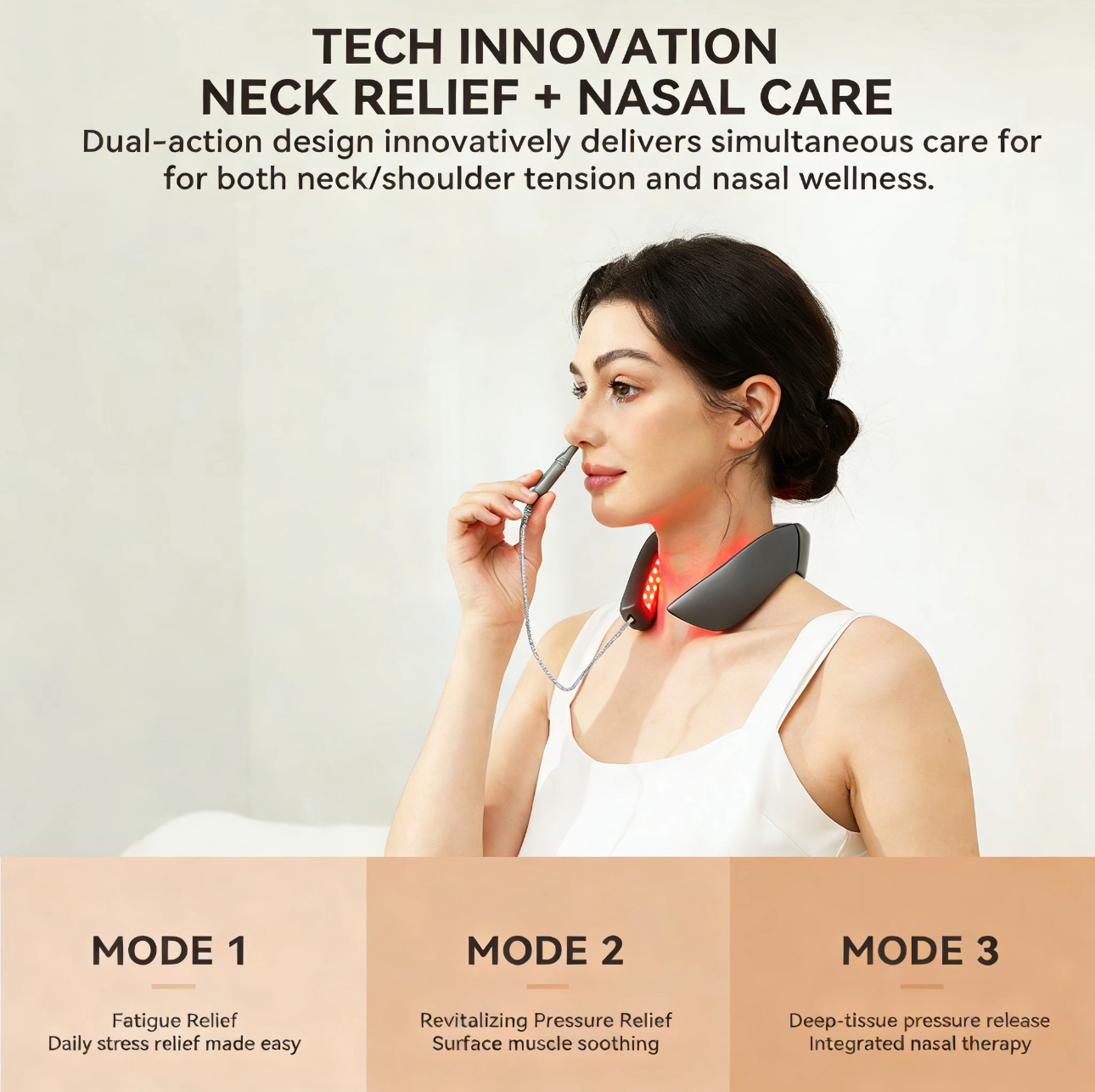 Laser Neck Massager Portable 14 Beads 650nm Diode Laser Light Massage Neck Relax Pain Relieve Device