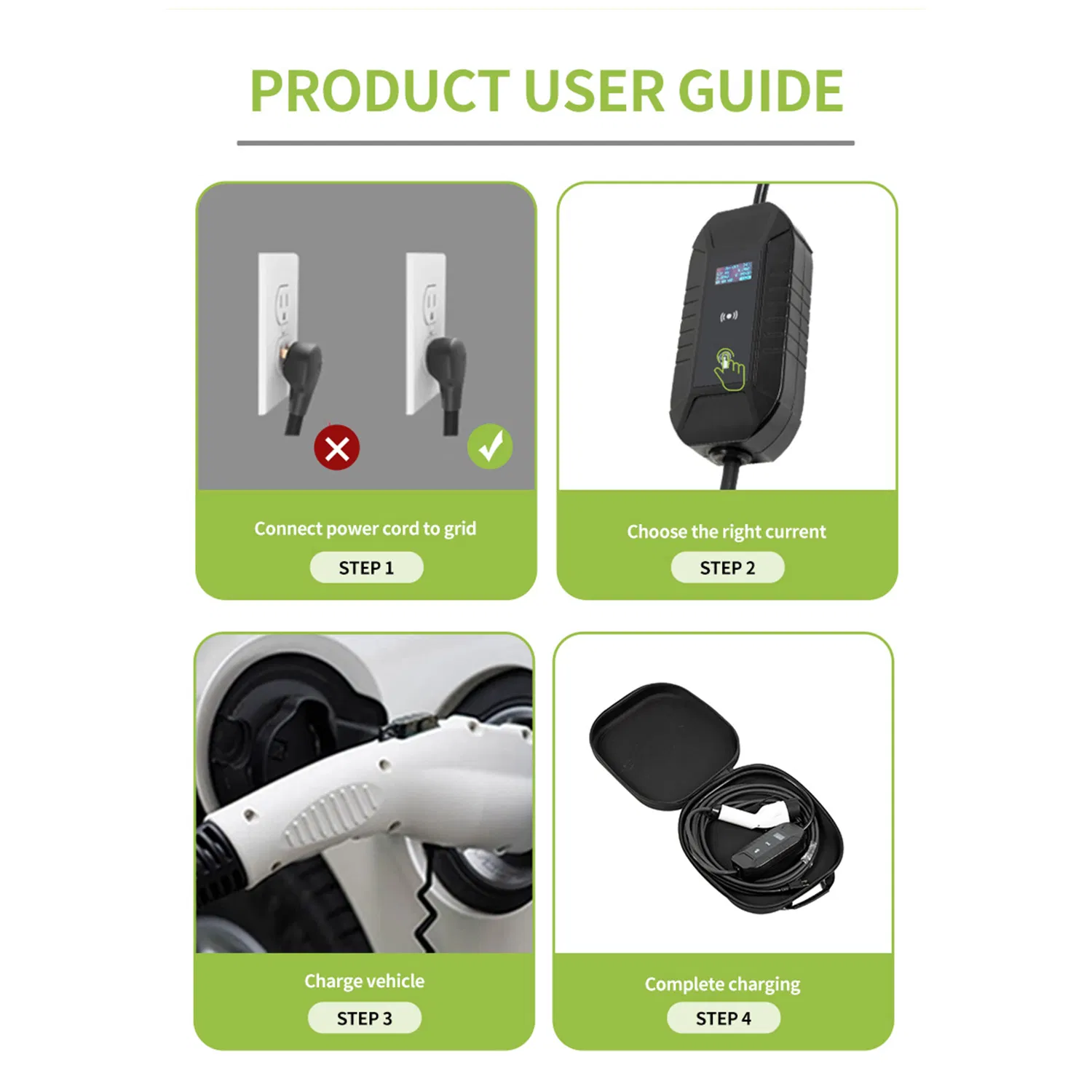 New Design Factory Price 3.5kw LCD AC EV Charger J1772 Portable EV Charger