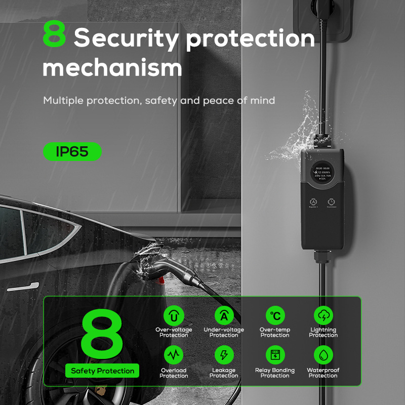 Factory Outlet Portable EV Charger Adjustable Current Type 2 AC Home Charging EV Charger 11kw