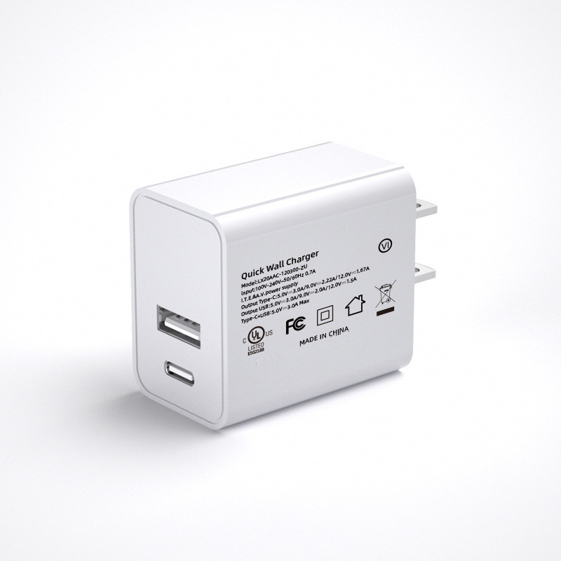 Pd20W Dual Port a+C Charger Adapter Block Power Delivery Quick USB C Charging