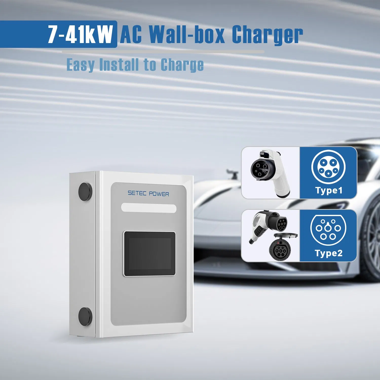 SETEC POWER Commercial &nbsp;Advanced 7kW to 41kW AC Wall-Mounted Electric Car Charger EasyCharger Electric Vehicle Charging Station