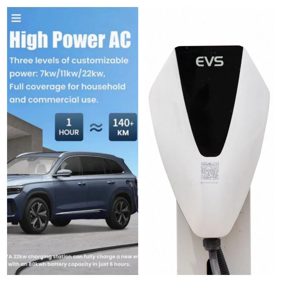 1phase 7kw11kw22kw Ocpp 1.6 WiFi Home Load Balancing Smart EV Charger Wall Mounted Custmized AC Charger