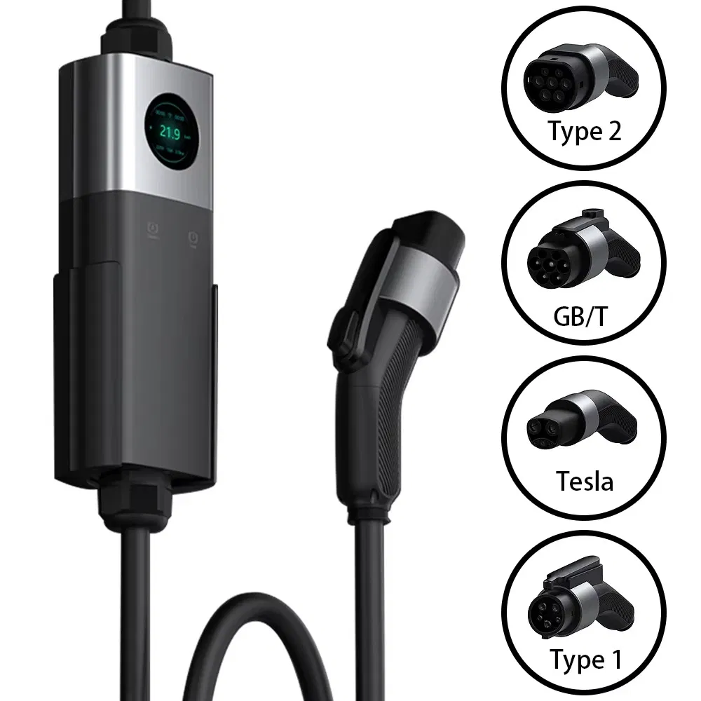 Smart Portable AC EV Charger with APP Control, 32A 22kw Fast Charging, Universal for All EV Models