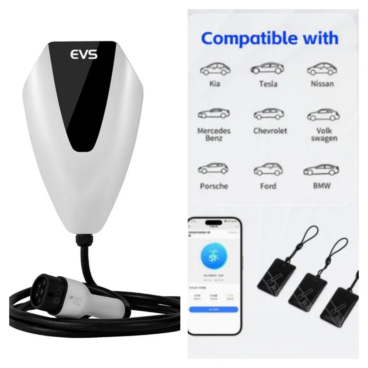 Anhui Evs Manufacturer Commercial APP Smart Control Wallbox Mode 3 32A 7kw Mobile Home AC Electric Vehicle EV Car Wall Charger