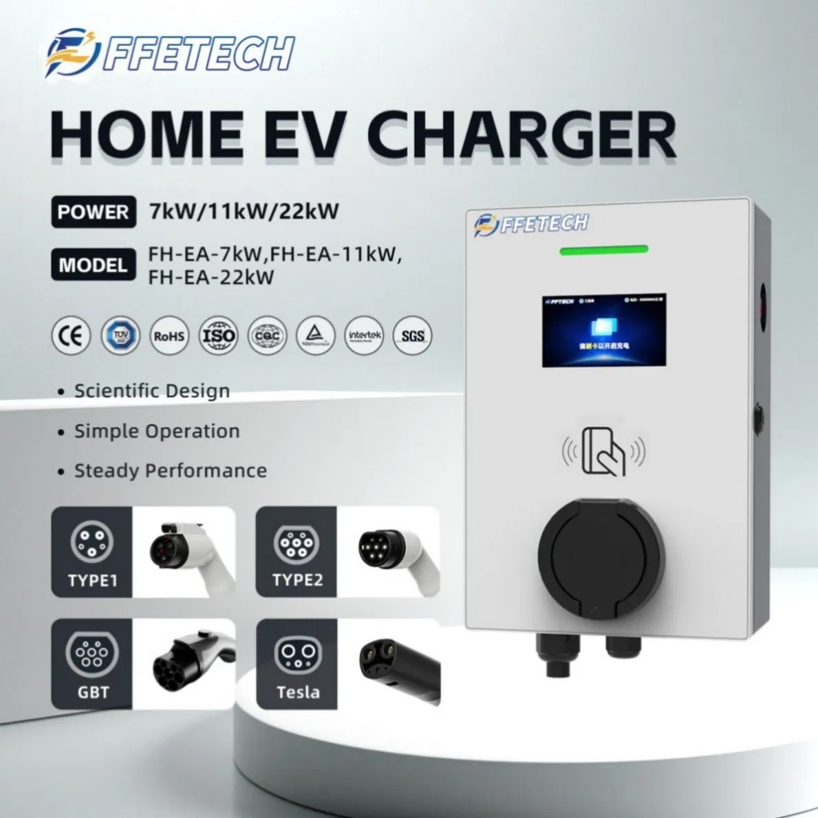 Portable Smart EV Charger for Home Use with 230VAC Input