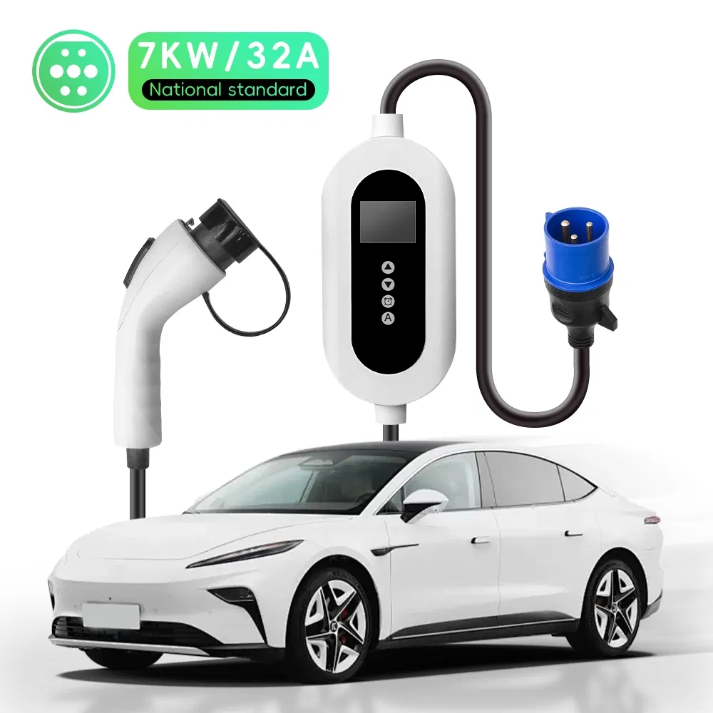 Portable EV Charger 7kw 32A GB/T AC Electric Vehicle Charging Cable with Industrial Plug