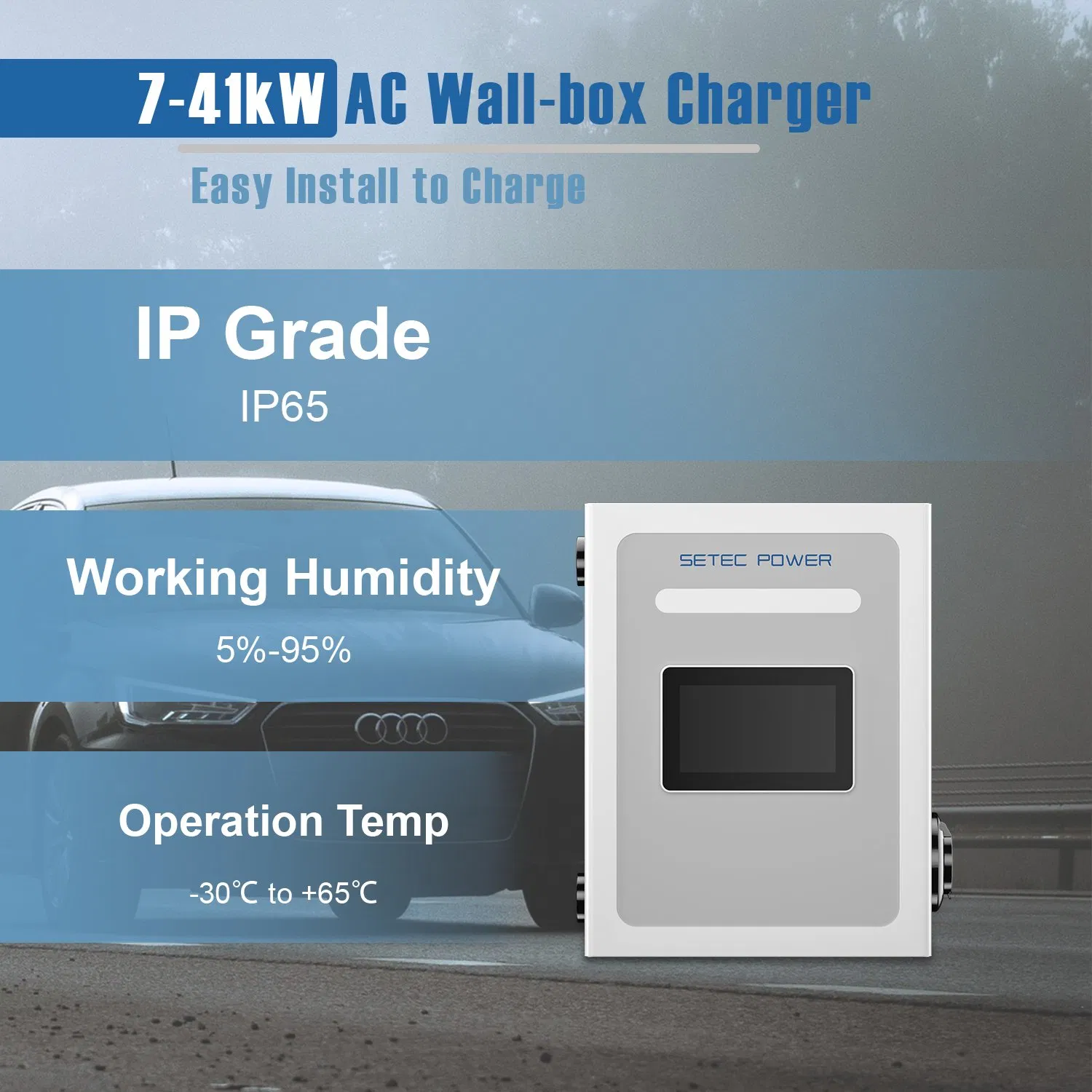 SETEC POWER Commercial &nbsp;Advanced 7kW to 41kW AC Wall-Mounted Electric Car Charger EasyCharger Electric Vehicle Charging Station