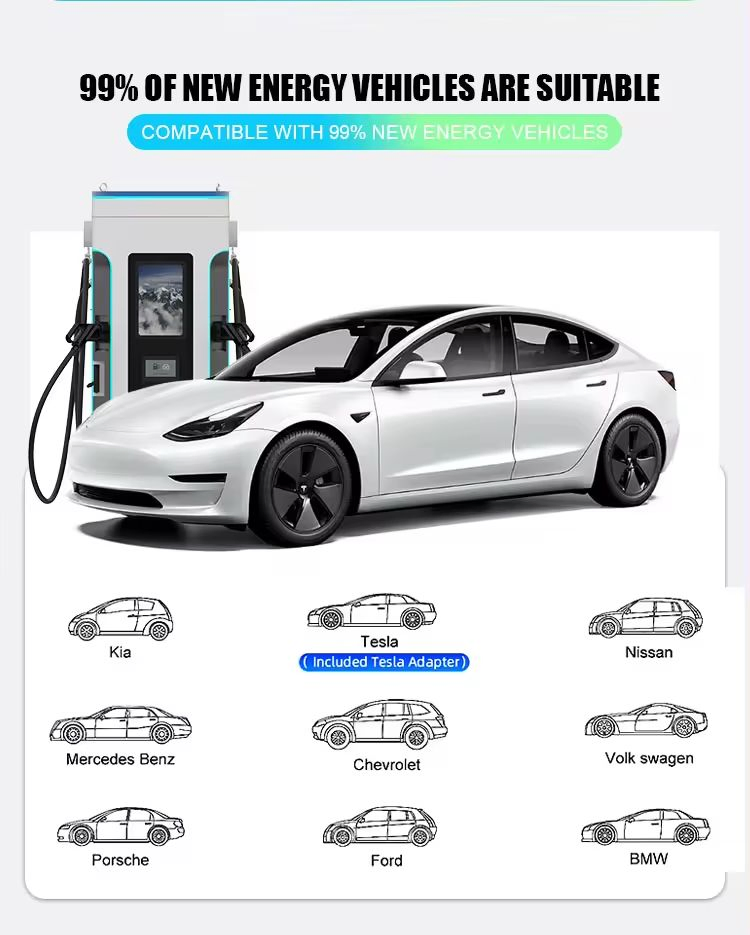 Commercial Use 30kw 60kw 120kw 180kw Car Charger Ocpp Electric Vehicle AC DC Fast Charger EV Charging Station with 7 Inch Screen
