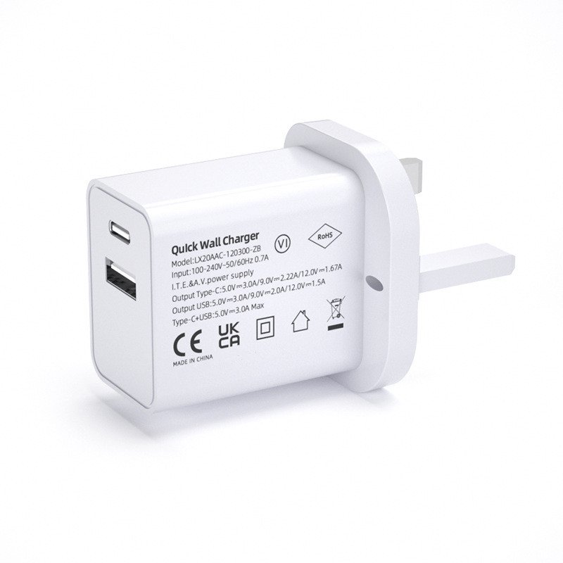 Pd20W Dual Port a+C Charger Adapter Block Power Delivery Quick USB C Charging