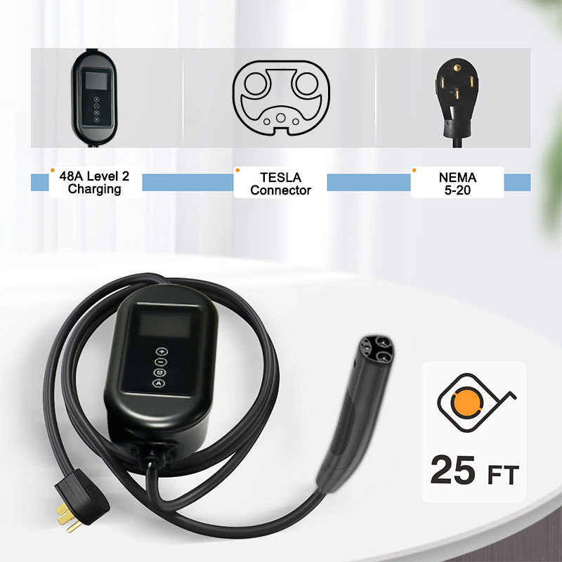 for Tesla Electric Vehicle Mobile Charging 40A Fast Home Charging AC Portable EV Charger Level 2 Nacs Tesla EV Charger