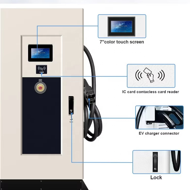 High Power Electric Vehicle AC DC Charging Stations Dual Ports EV Charger