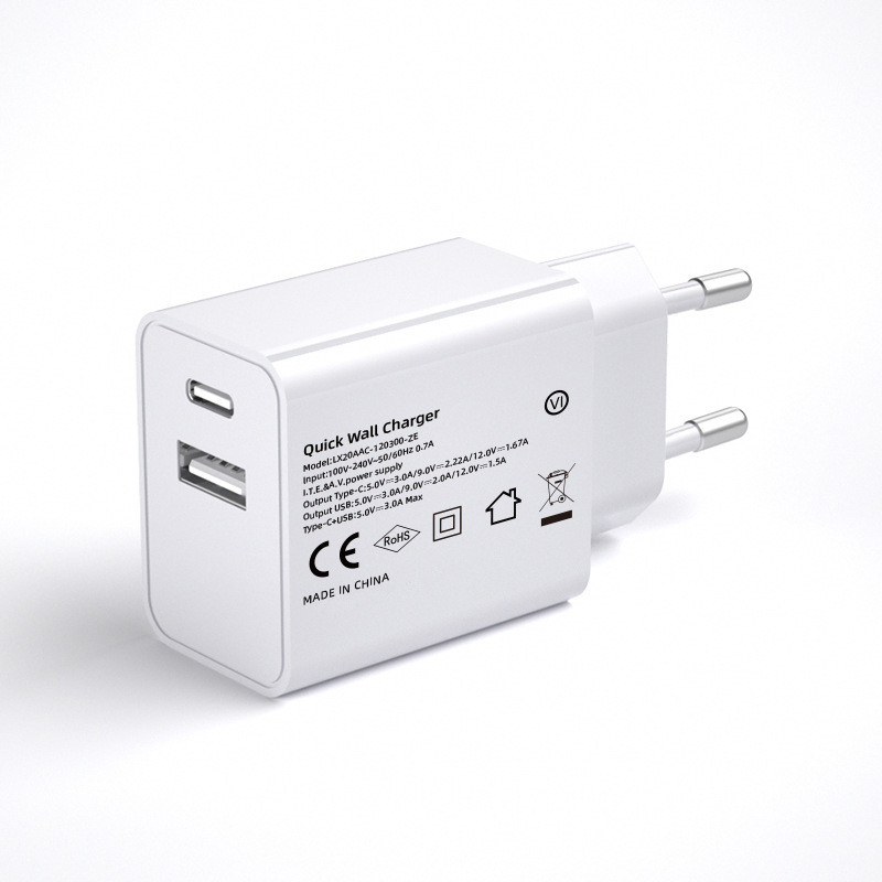 Pd20W Dual Port a+C Charger Adapter Block Power Delivery Quick USB C Charging