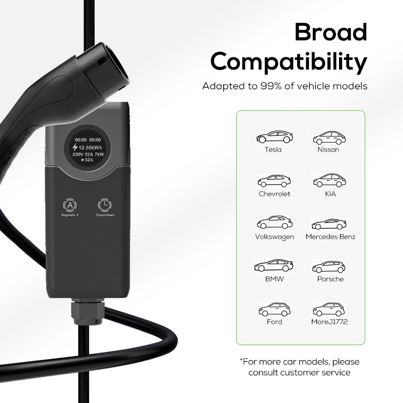 Factory Outlet Portable EV Charger Adjustable Current Type 2 AC Home Charging EV Charger 11kw