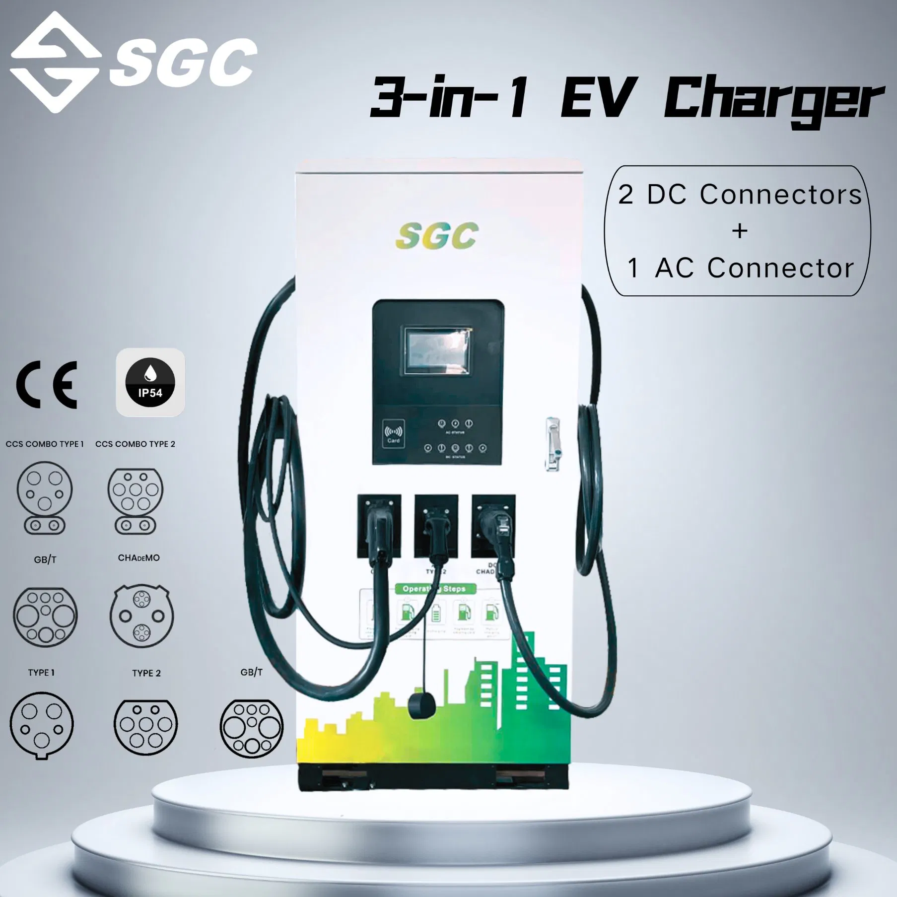 Byd 240kw Triple Standard DC EV Fast Charger CCS2 GB/T AC Type 2 for Commercial Fleets