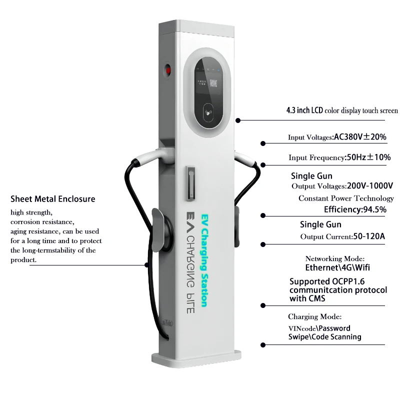 7kw Floor Standing EV Charger with LCD Screen and Multi Plug Options