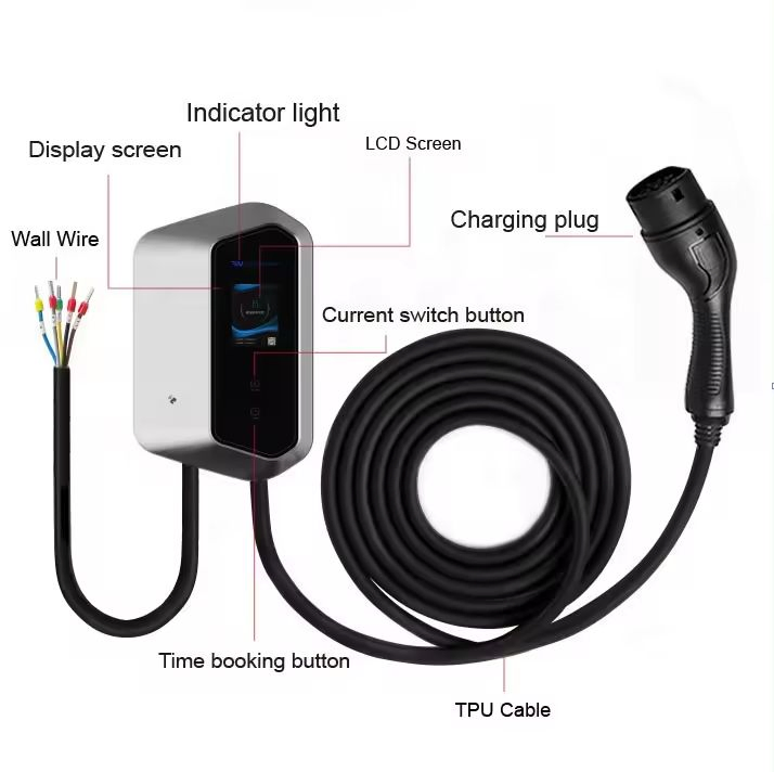 AC 7kw EV Charger Wallbox Load Balance CE Electric Car Charging Stations