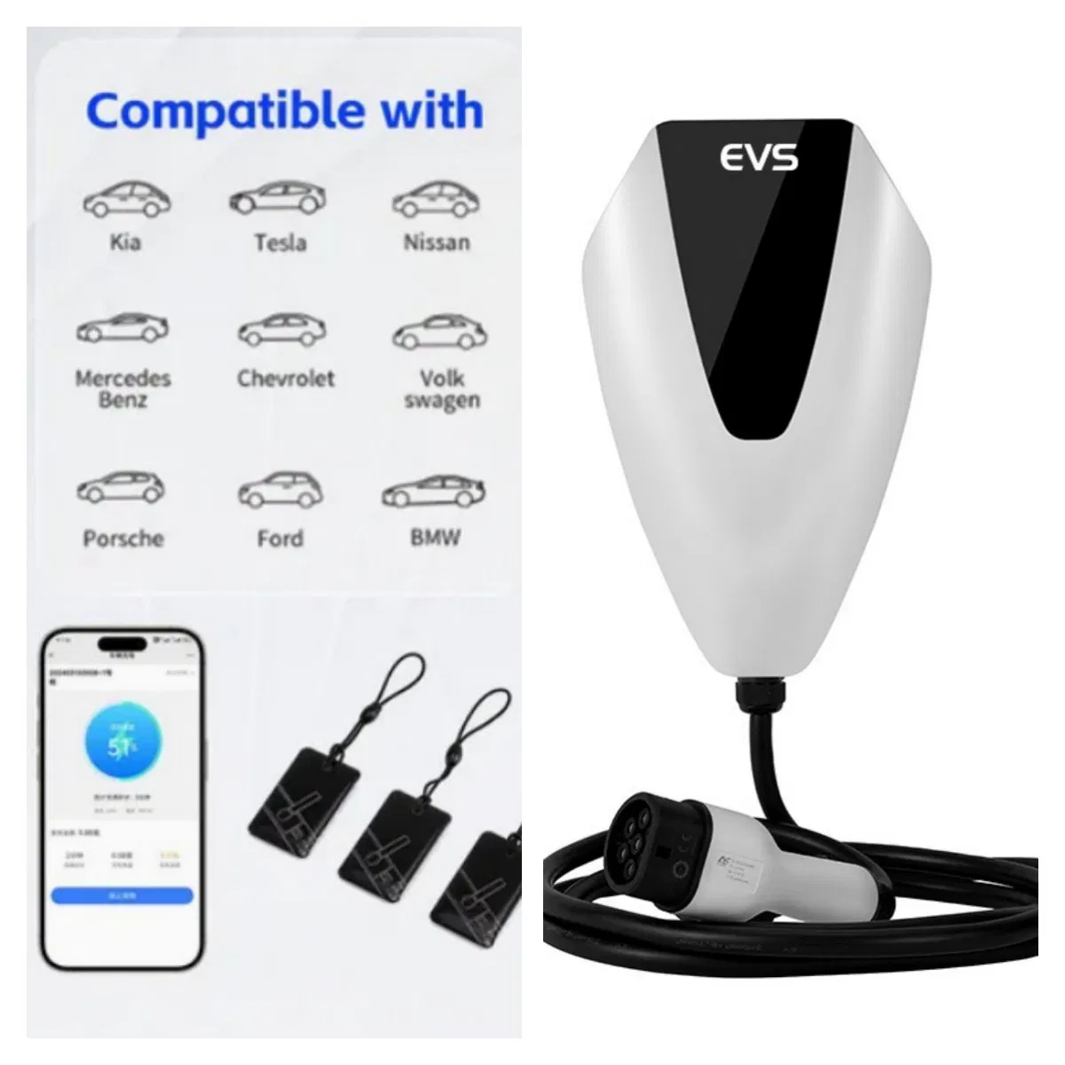 1phase 7kw11kw22kw Ocpp 1.6 WiFi Home Load Balancing Smart EV Charger Wall Mounted Custmized AC Charger