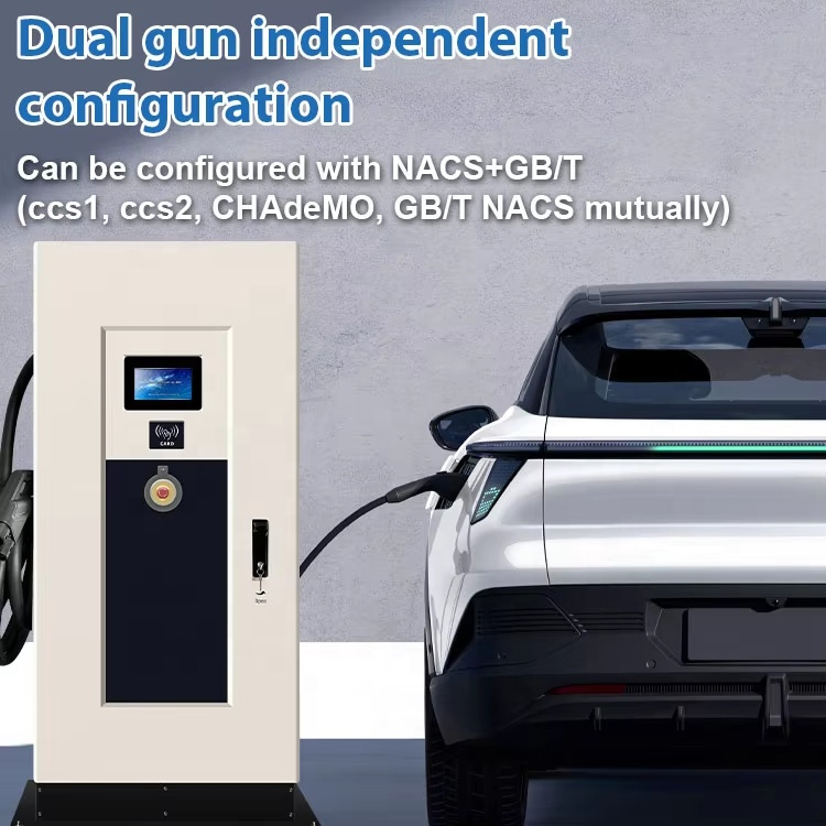 High Power Electric Vehicle AC DC Charging Stations Dual Ports EV Charger