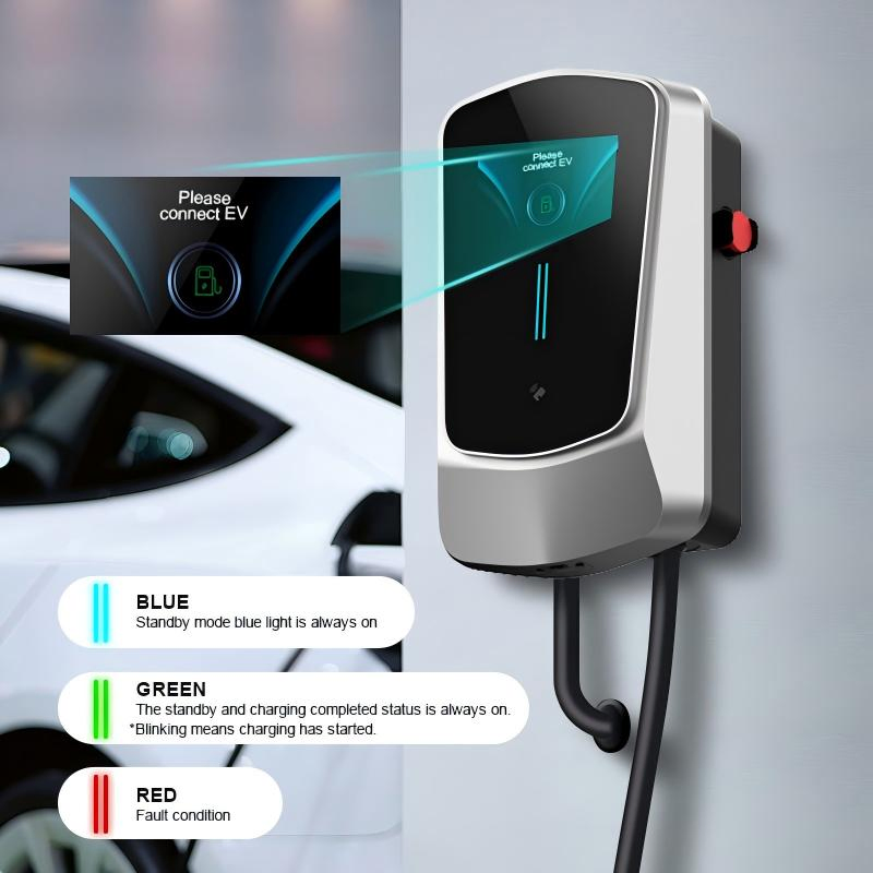 7kw Type2 AC EV Charging Wallbox Dlb Dynamic Load Balancing Electric Vehicle Charger with LED Indicator CE Certified OEM ODM Factory