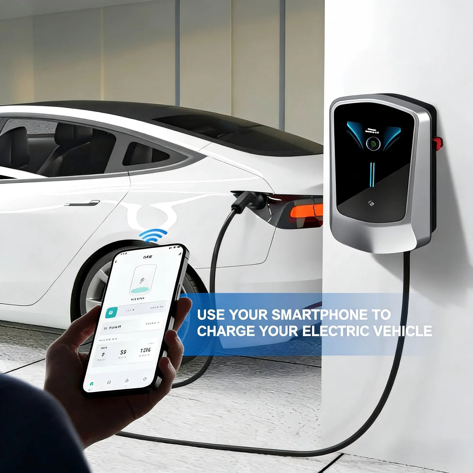 7kw Type2 Electric Vehicle Wallbox Dlb Dynamic Load Balancing EV Charger AC Charging Station with LED Indicator