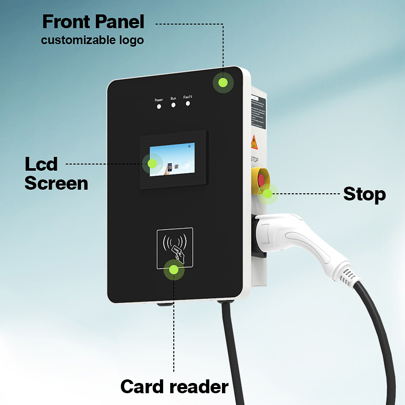 Wall Mounted 7kw 11kw Type1 Type2 EV Charger 4G WiFi Car Charging Station Parking Lot Residential Home AC Charging Solution RFID