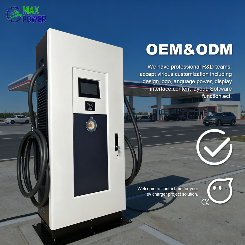 High Power Electric Vehicle AC DC Charging Stations Dual Ports EV Charger