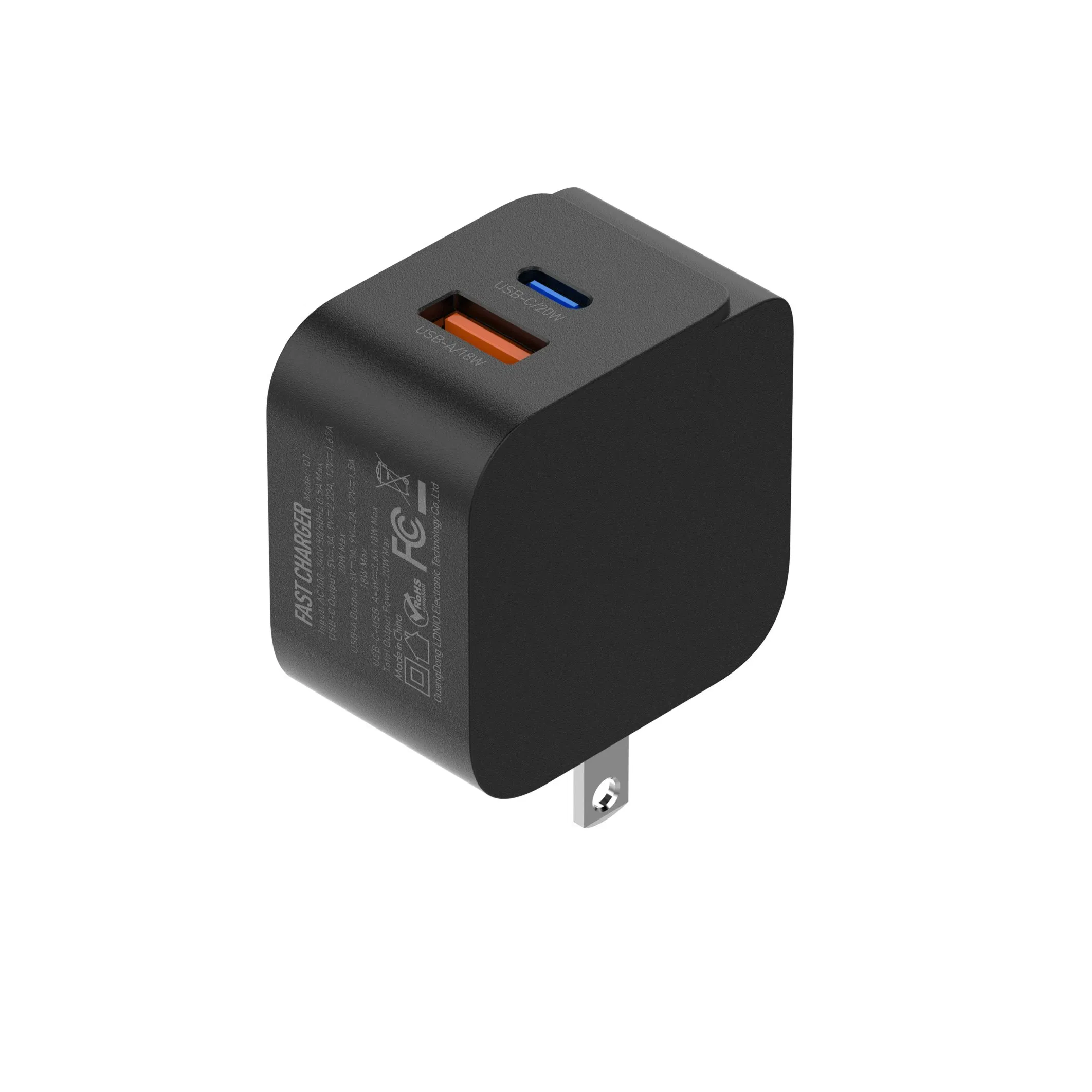 Ldnio Q1 Fast Quick Charging Dual Ports Pd a+C 20W 35W UK EU Us Plug Travel USB C Charger for iPhone 13 14 15 Samsung Xiaomi Phone