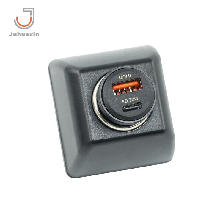 Juhuaxin High Quality QC4.0 Cargador Auto Quick Car Charger Tpye-C USB Dual-Port a+C 35W Pd 30W Multi Fast Charging Mobile Phone Car Charger for iPhone Samsung