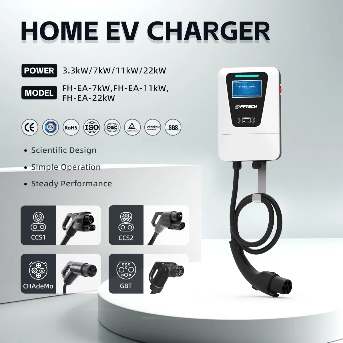 High-Power 3 Phase Level 2 AC Home EV Charger