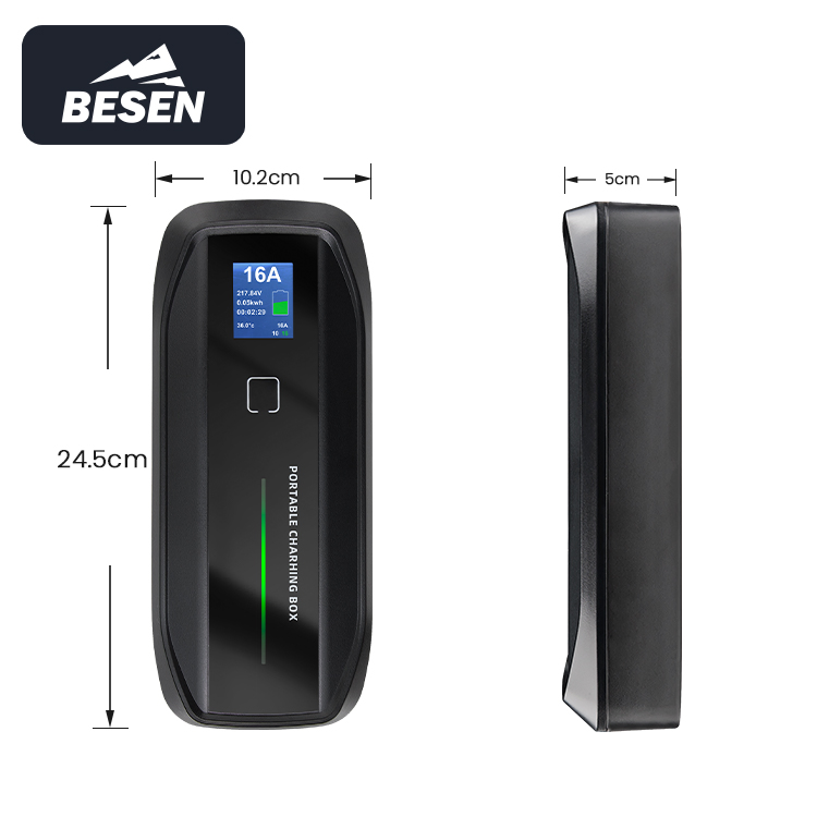 Besen New Energy Evse 6-16A Portable AC EV Charger 3.6kw Level 2 Easily Carry Home Electric Car Charger with Type 1 Type 2 Cable