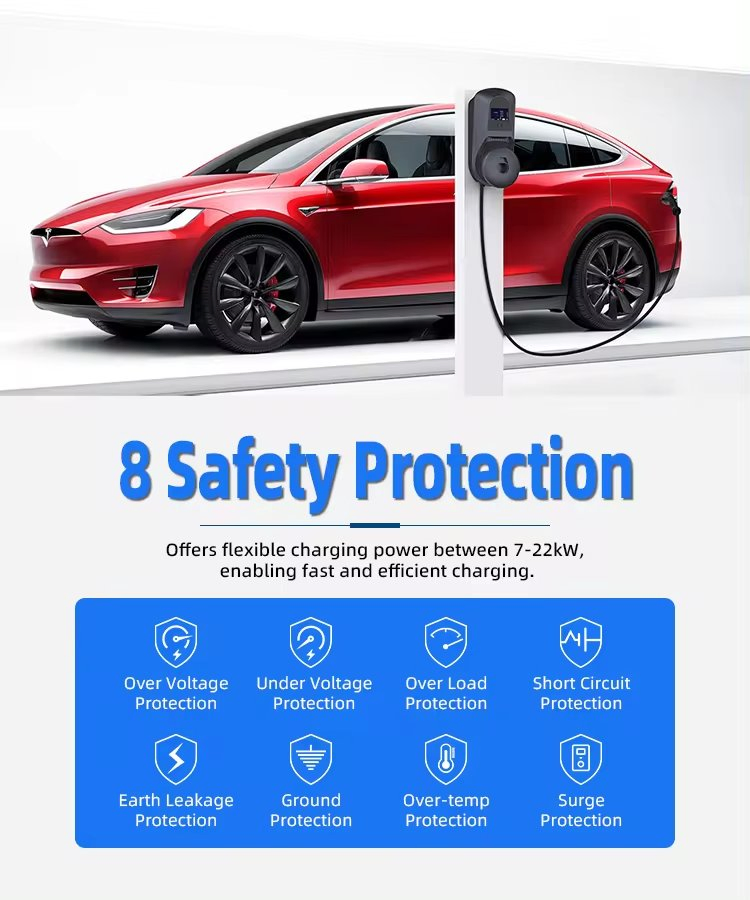 New Design AC EV Charger 16A 32A 40A Portable Type1 EV Charger J1772 Wall Mount Level 2 Car Charger for Home