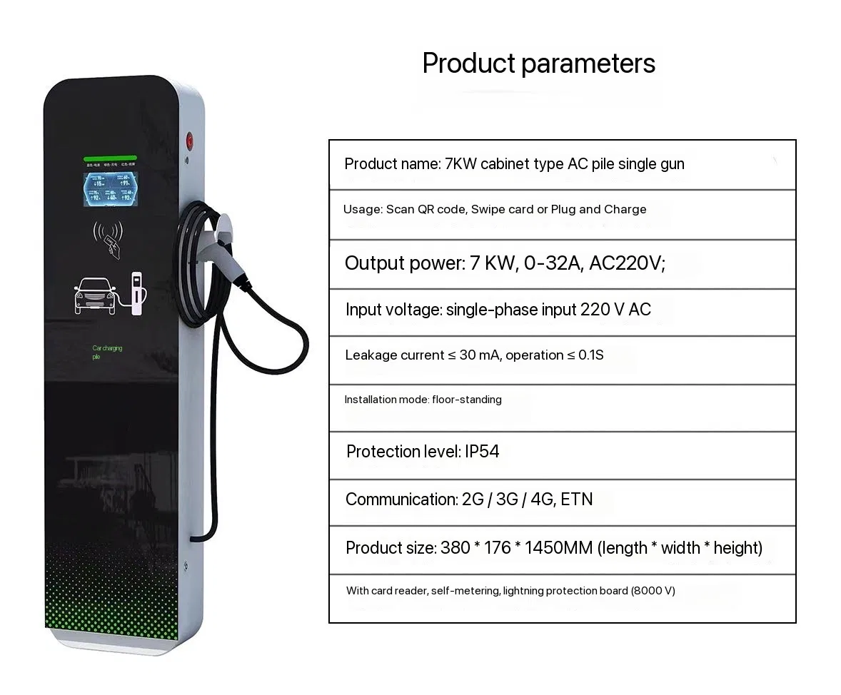 4.3 Inch Color LCD Screen 7kw 14kw 22kw 44kw Floor Type Commercial Charger AC EV Charging Station