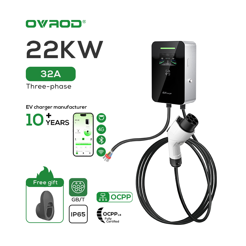 Ovord APP WiFi 22 Kw Ocpp AC Fast Wall Level 2 Wall Box Car Charging Station Gbt Home 32A 22kw EV Charger