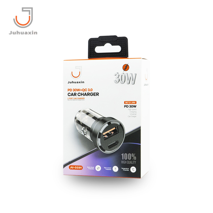 Juhuaxin High Quality QC4.0 Cargador Auto Quick Car Charger Tpye-C USB Dual-Port a+C 35W Pd 30W Multi Fast Charging Mobile Phone Car Charger for iPhone Samsung