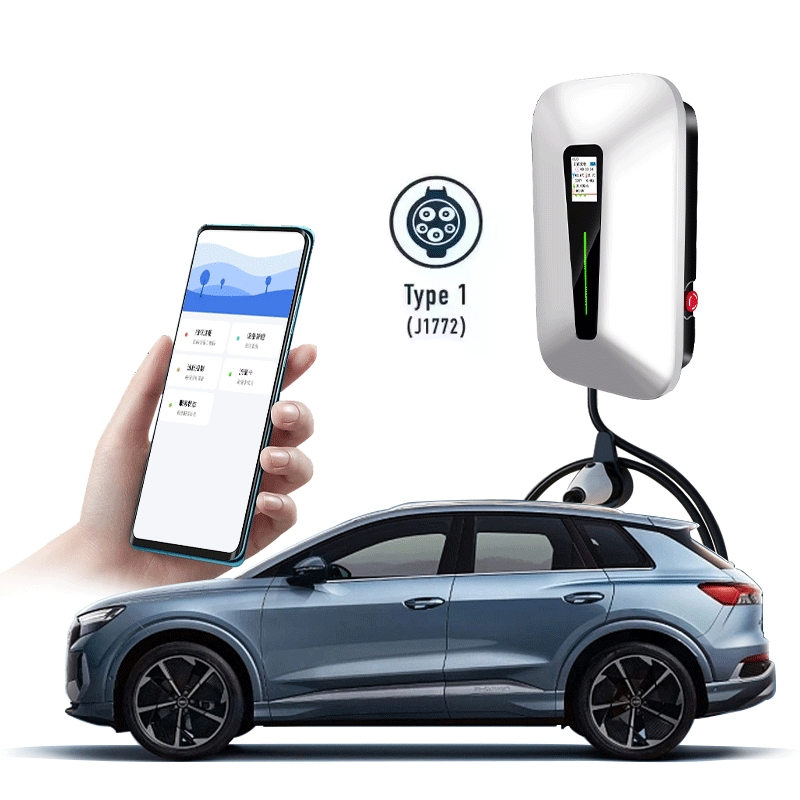 7kw Type2 Commercial EV Charger Wallbox with Triangular LED Indicator for Public Parking &amp; Fleet Operation