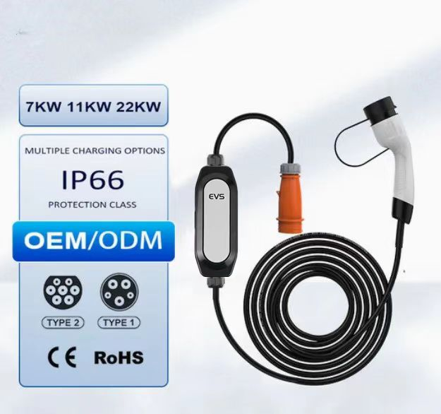Hot Sales AC Plug Customizable 3.5kw/7kw/11kw/22kw Portable EV Charger Car Battery Electric Vehicle Charging Station