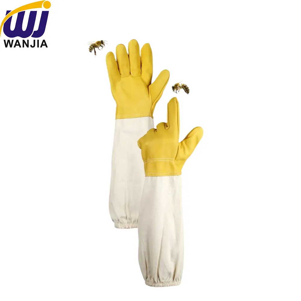 Wholesale WJ789 Sheepskin Beekeeping Gloves with Canvas Cuffs Manufacturers, Supplier